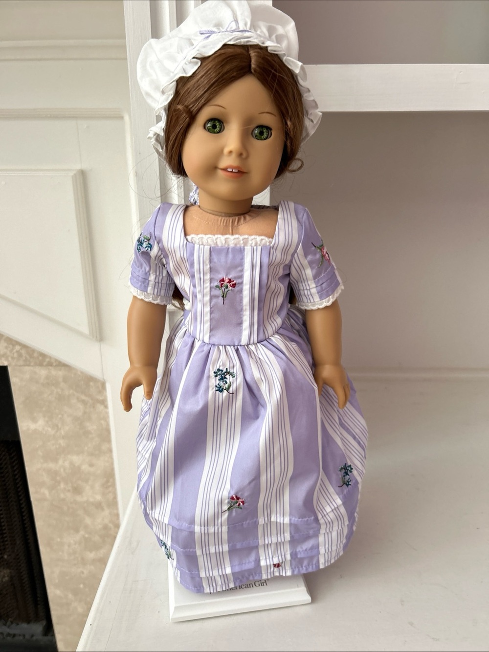 American Girl Retired Felicity 18”  Doll with Bonnet,Lavender Dress, and Shoes